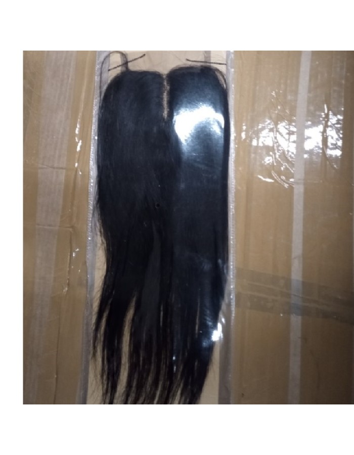 EI Brazilian HH 4"X4" Middle Part Closure 16" Straight - Natural Black