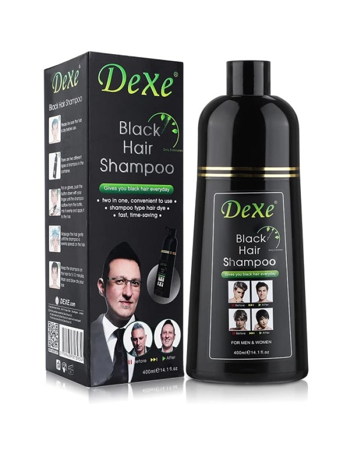 Dexe Black Hair Shampoo Colour for Men Women - Bottle 400ml