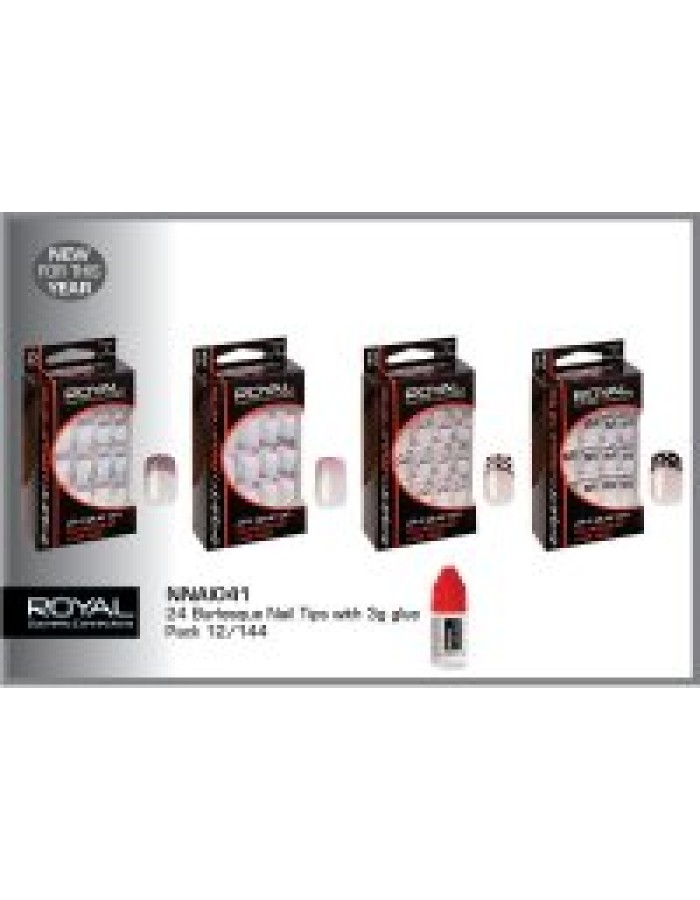 Royal 24 Burlesque Nail Tips With 3g Nail Glue