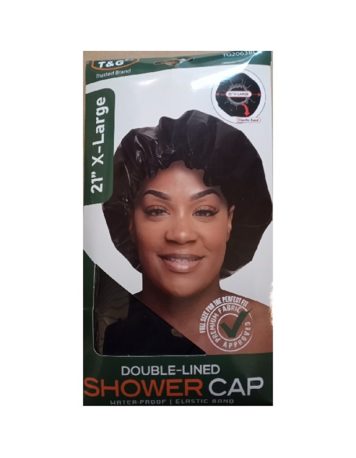 T&G Double-Lined Shower Cap - 21" X-Large - Black