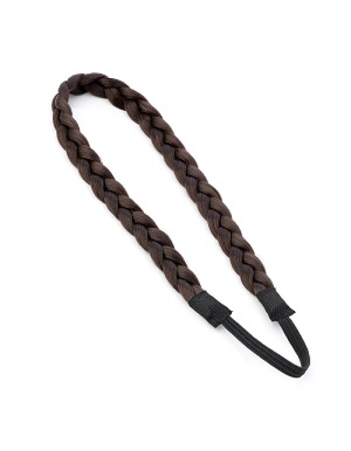 Braided/Platted Hair Elastic Head Wrap - Dark brown