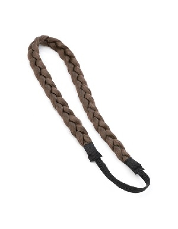 Braided/Platted Hair Elastic Head Wrap - Medium Brown