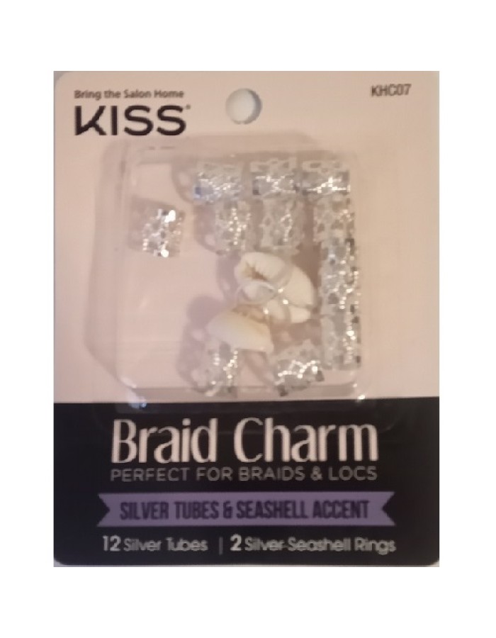 Kiss Braid Charms - Silver Tubes & Seashell Accent (KHC07)