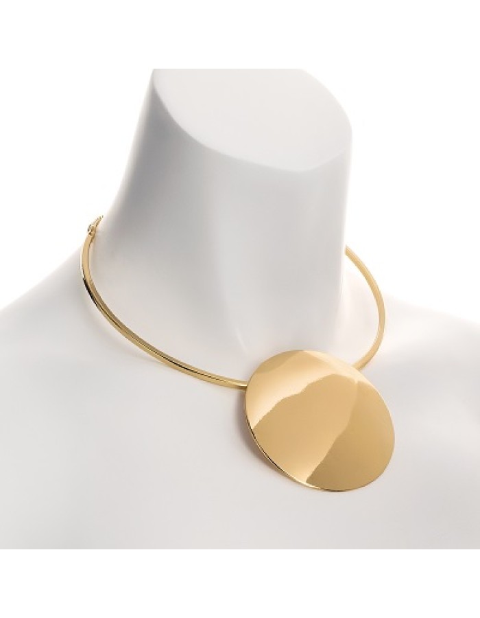 Gold Colour Disc Design Collar Necklace