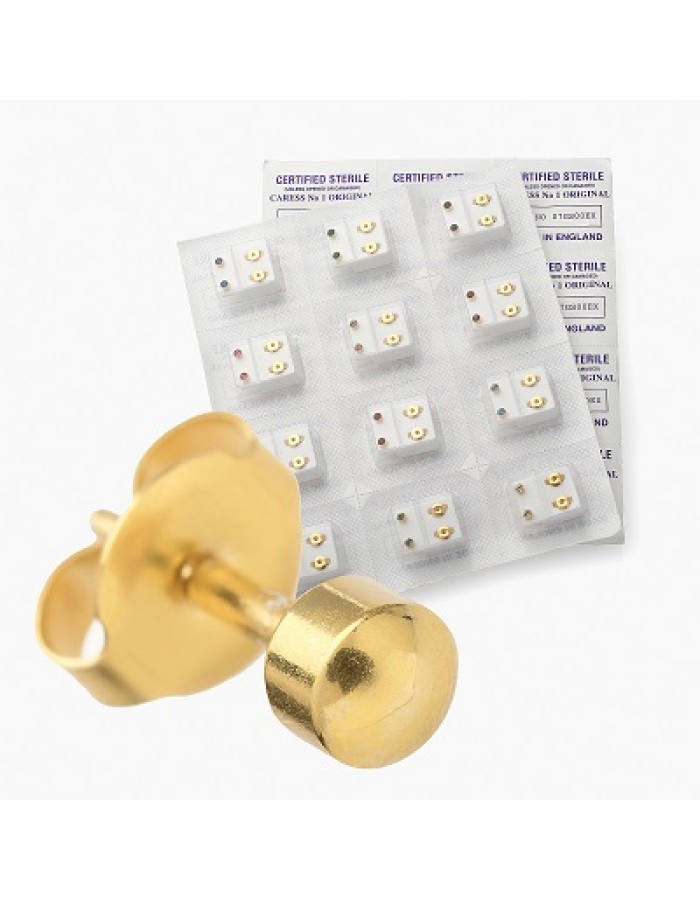 Round/Ball Gold Colour Sterile Stud Earrings - One Pair