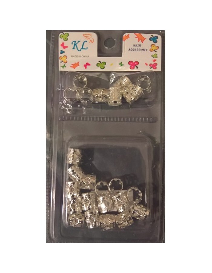 METAL FILGIRI BRAID CUFFS TUBES WITH CRYSTALS -SILVER