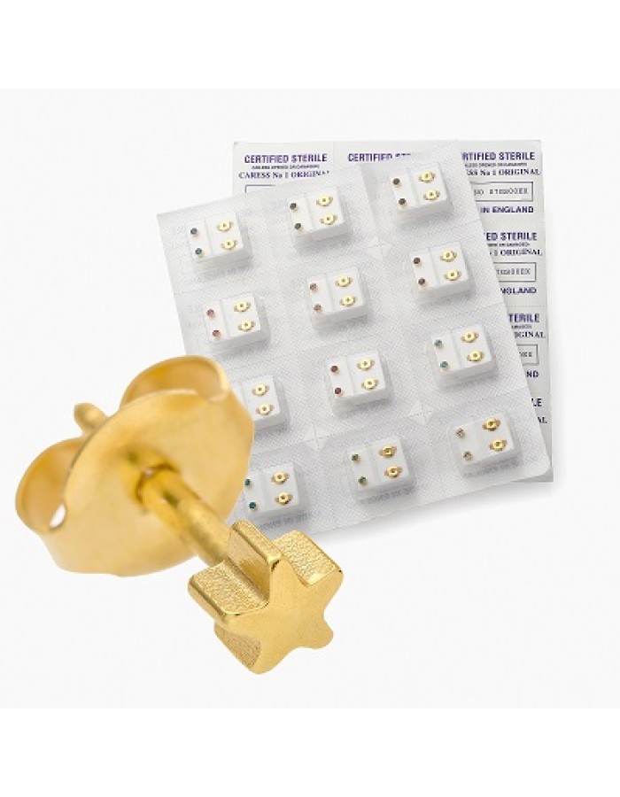 Star Gold Colour Sterile Stud Earrings - One Pair