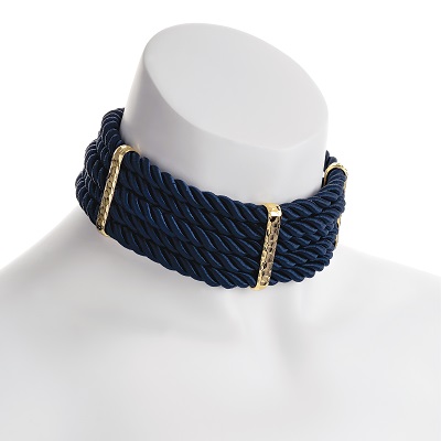 Gold Colour Navy Platted Choker Necklace