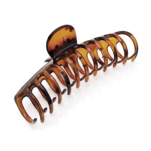 Large Curved Shape Hair Claw Clip - Brown