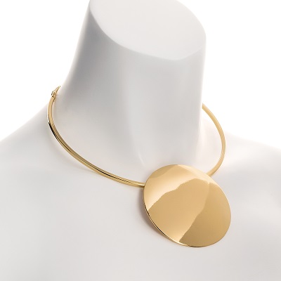 Gold Colour Disc Design Collar Necklace