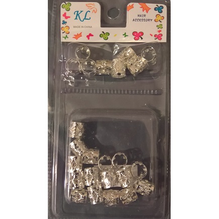 METAL FILGIRI BRAID CUFFS TUBES WITH CRYSTALS -SILVER